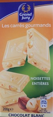 Les carrés gourmands Noisettes Entières Chocolat Blanc