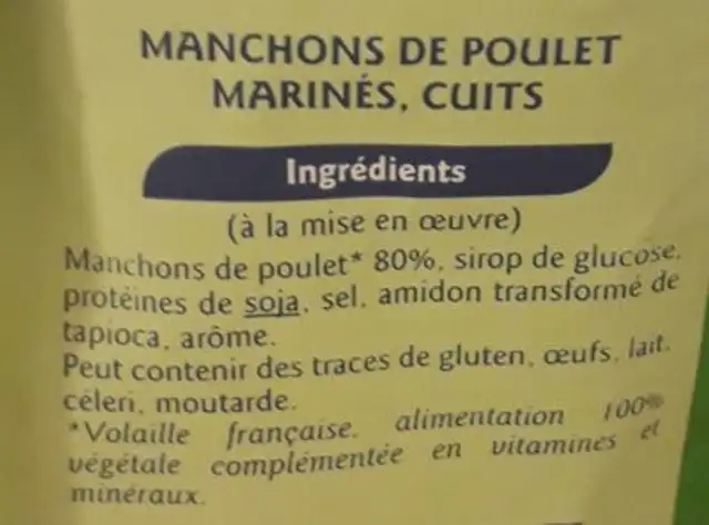 Grignotte Nature ingredients label