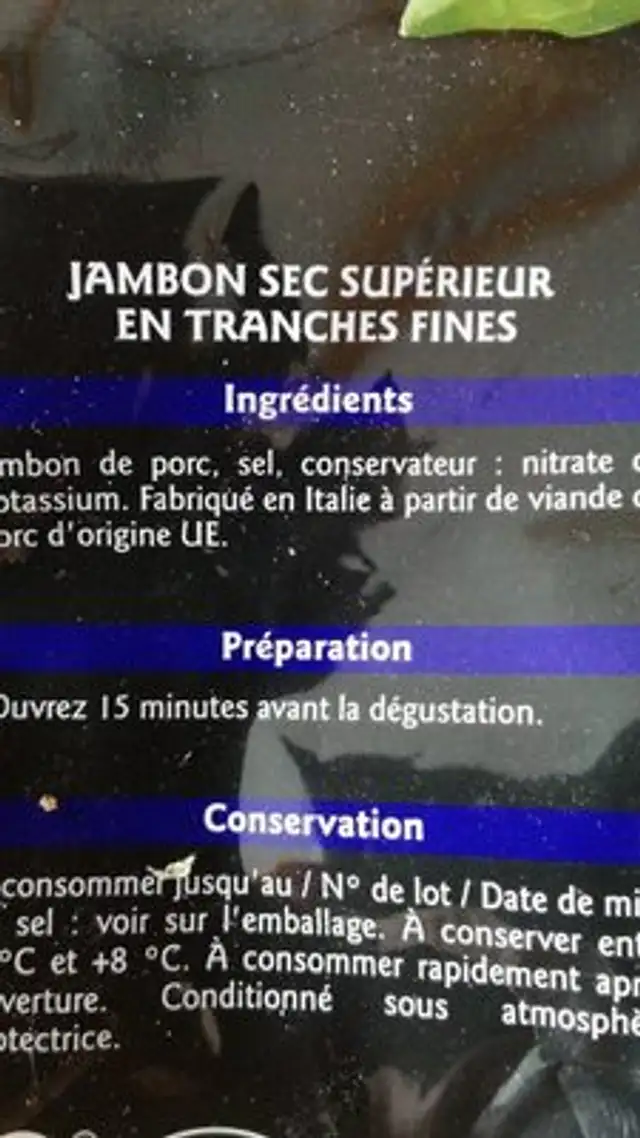 chiffonnade de jambon grand jury ingredients label