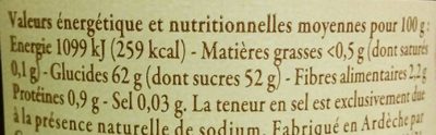 Crème de marrons du Massif Central nutrition facts table