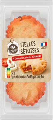 Tielles sétoises A l'encornet géant* et tomates front packaging