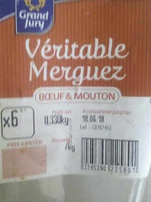 Veritable merguez boeuf et mouton front packaging