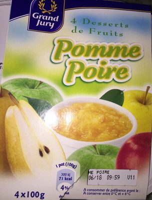 Desserts de fruits Pomme Poire