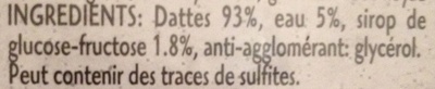 Dattes Deglet Nour ingredients label