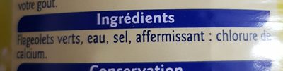 Flageolets extra fins ingredients label