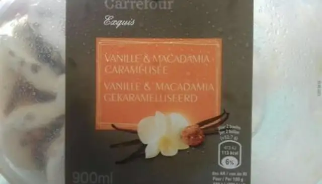 Carrefour Sensation Macadamia Vanilla Ice Cream nutrition facts table