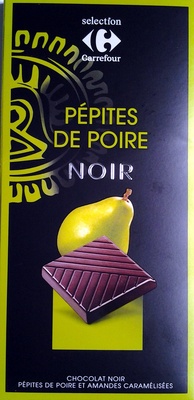 Chocolate negro con pera front packaging