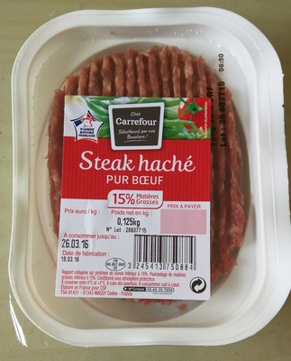 Steak Haché 15% MG front packaging