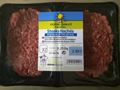 Steak haché pur boeuf front packaging