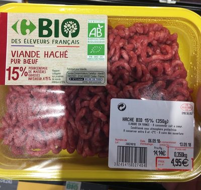 Viande hachée pur bœuf bio 15%