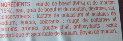 Véritable Merguez Boeuf & Mouton (x 12) ingredients label