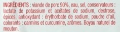 Chipolata supérieure ingredients label
