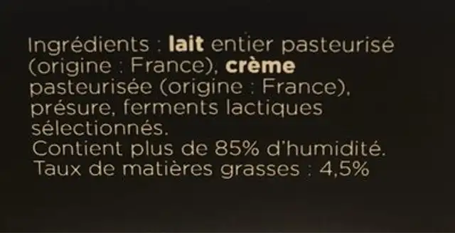 La Faisselle Duo ingredients label