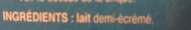 Lait 1/2 écrémé ingredients label