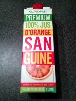Premium 100% jus d'orange sanguine front packaging