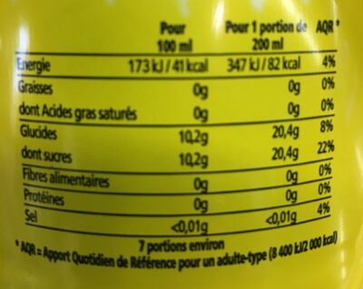 La gazouz Blanche ingredients label