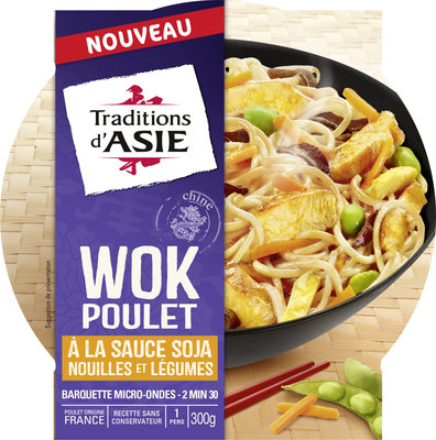 Wok Poulet à la Sauce Soja, Nouilles et Légumes 300g