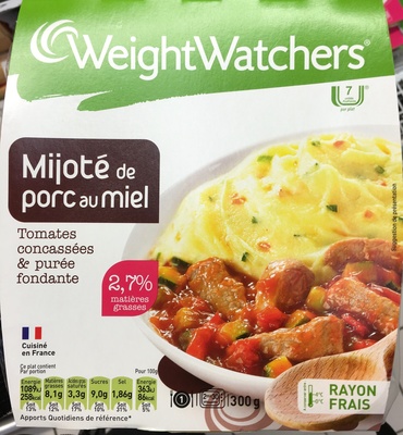 Mijoté de porc au miel Tomates concassées & purée fondante (2,7% MG) front packaging