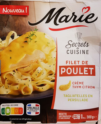 Filet de poulet, crème thym citron et tagliatelles en persillade