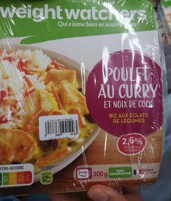 Poulet au curry et noix de coco - riz aux éclats de légumes front packaging