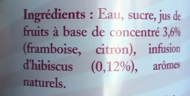Infusion Hibiscus ingredients label