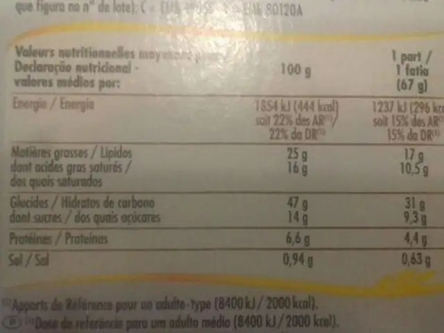 Galette Des Rois Frangipane 400g 6 parts nutrition facts table
