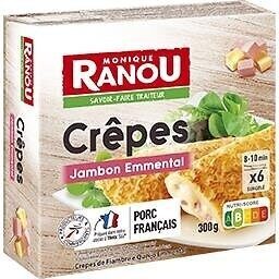 Crêpes Jambon Emmental x6 surgelées 300g