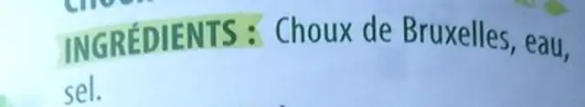 Choux de Bruxelles ingredients label