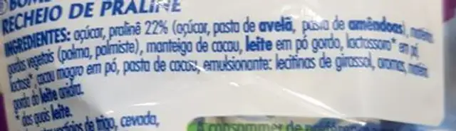 Oeufs en chocolat ingredients label