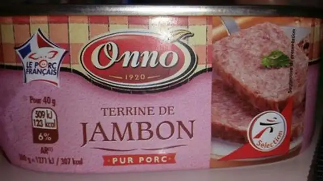 Terrine De Jambon, Label Rouge, La Boite De 200 gr nutrition facts table