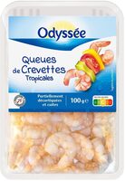 Queues Crevettes tropicales PTO partiellement décortiquée - 100g