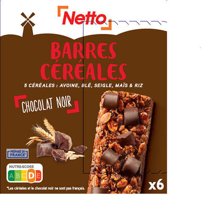 Barres de céréales au chocolat noir x6 front packaging
