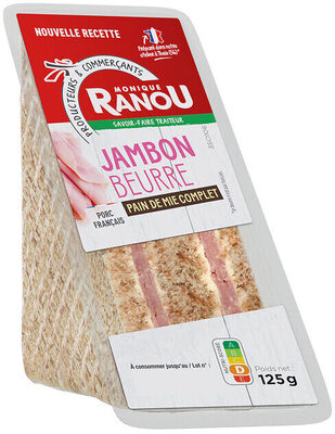 Sandwich club Duo - Jambon Beurre x2 - Pain complet - 125g