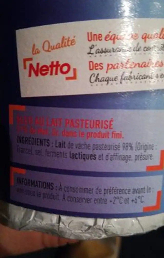 Le bleu 250g ingredients label