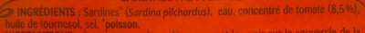 Sardines à la tomate 135g (1/5) ingredients label