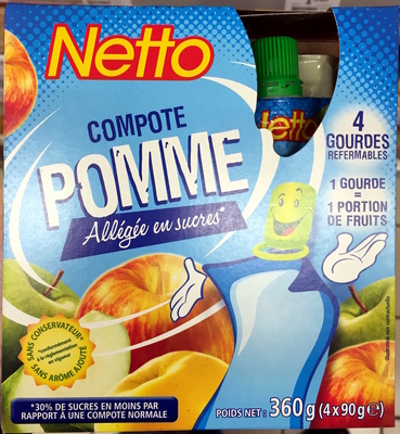 GOURDES Compote de pommes allégée en sucres - 4 x 90 g