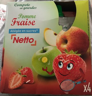 GOURDES Compote Pommes fraises allégée en sucres - 4 x 90 g front packaging