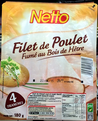 Blanc de poulet fume sup 4t 180g front packaging