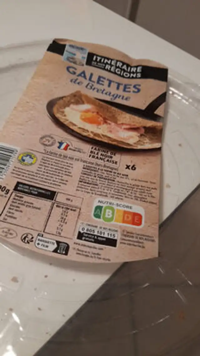 Galettes de ble noir x6 ingredients label