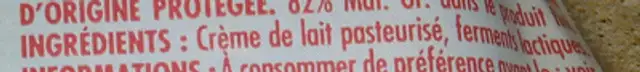 Beurre d'Isigny extra-fin doux ingredients label
