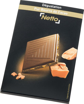 Tablette dégustation chocolat au lait aux éclats de caramel et à la pointe de sel - 100g