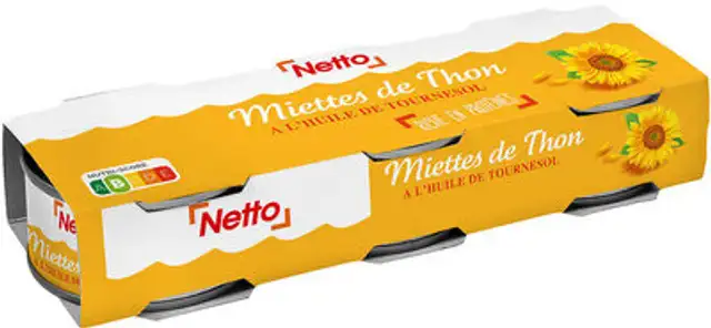 Miettes de thon à l'huile de tournesol 3x80g (1/10) front packaging
