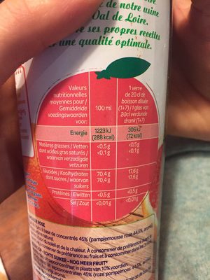 Sirop pamplemousse rose ingredients label