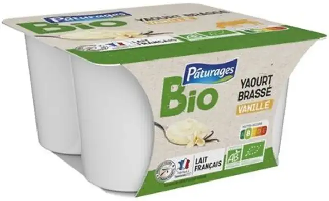 Yaourt brasse a la vanille bio 4x100g front packaging