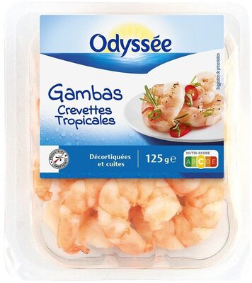 Crevettes gambas décortiquées cuites - 125g front packaging