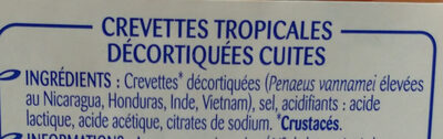 Crevettes gambas décortiquées cuites - 125g ingredients label