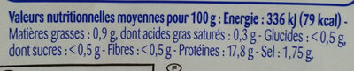 Crevettes gambas décortiquées cuites - 125g nutrition facts table