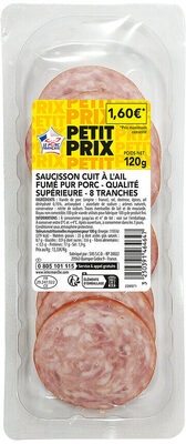 Saucisson cuit a l'ail fume superieur 120g 8t fe front packaging