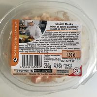 Salade Alaska, pates au surimi et ananas, la barquette de