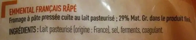Emmental rape lp 500g ingredients label